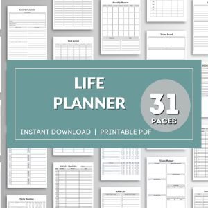 Life Planner Printable Bundle Goals for Life, Printable Bundle for Productivity Planner, Personal Planner Template, All In One Bundle